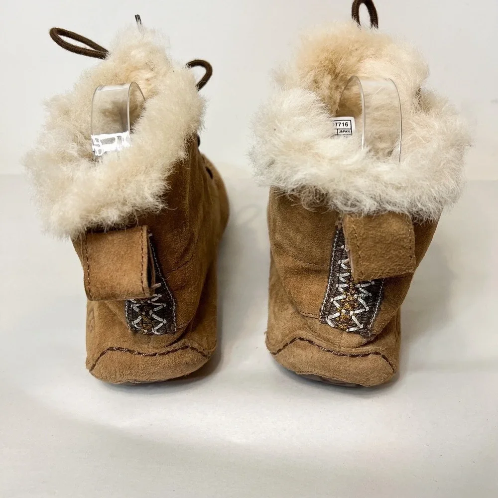 UGG Chickaree Boots Chestnut Brown Suede Lined Womens Short Moccassin Size US 6 - Picture 3 of 13